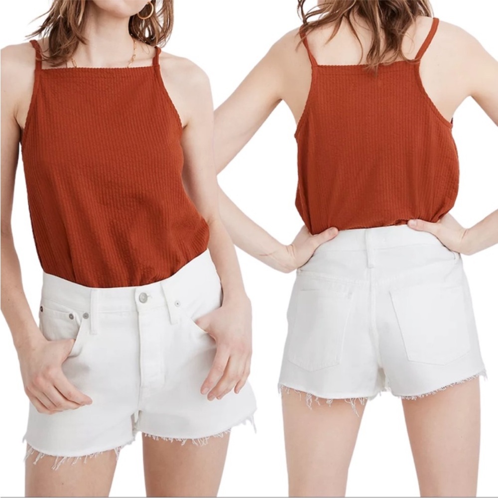 Madewell High Rise Denim Vintage White Cream Women‎ Sz 30 Frayed Hem Jean Shorts